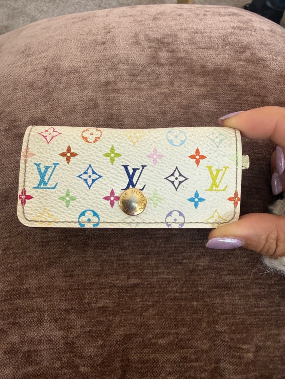 Louis Vuitton White Multicolor Monogram Key Case